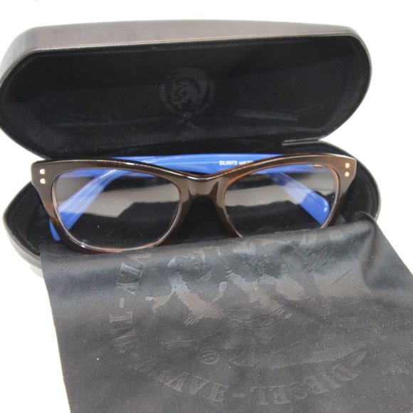 NEW DIESEL DL5073 050 53-17-140 HAVANA BLUE UNISEX EYEGLASSES - Picture 3 of 3